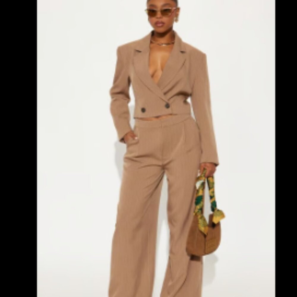 Fashion Nova Becca Pinstripe Blazer Pant Set